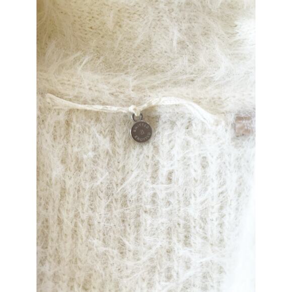 Anthropology Knitted And Knotted Sweater Cardigan M White Fuzzy Wool Blend - Picture 2 of 10
